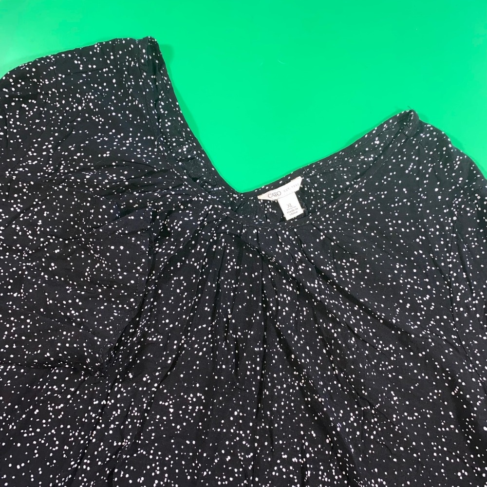 Cato XL Blouse Top Black White Polka Dot Long Sleeve Casual Comfy Lightweight